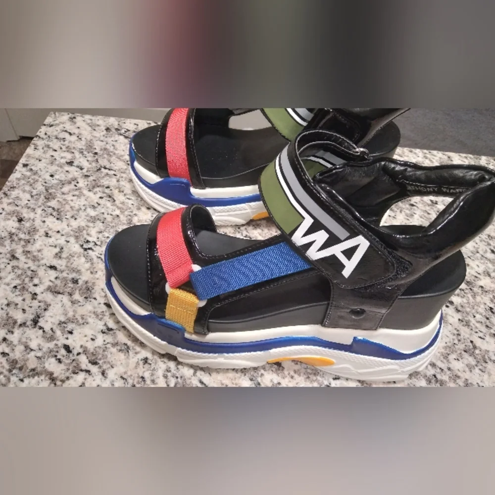 Bold Multicolor Platform Sandals - Picture 4 of 9